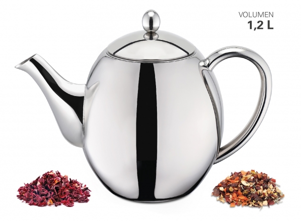 Teekanne doppelwandig 1200 ml mit breiten Ausguss