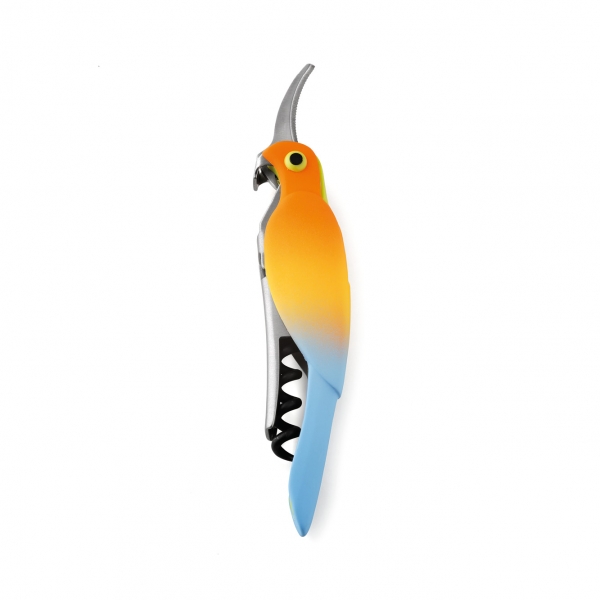 Kellner-Korkenzieher Papagei gelb/blau