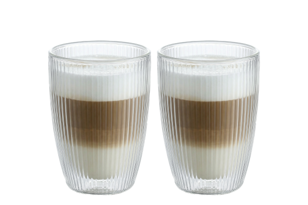 Gläser doppelwandig gerillt XL 350 ml Set 2