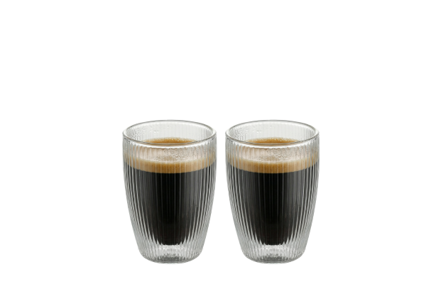 Gläser doppelwandig gerillt S 80 ml Set 2