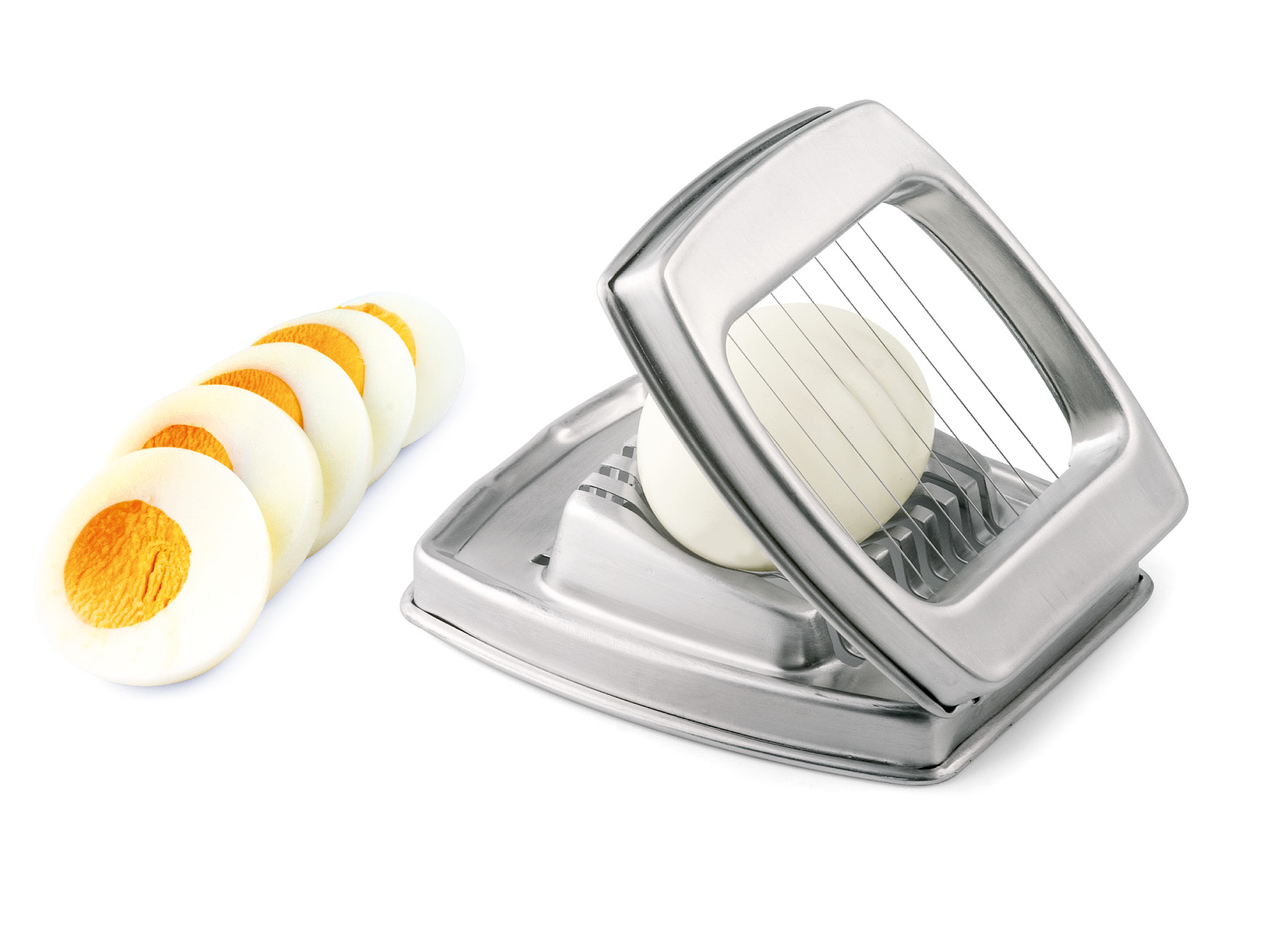 Vollmetall-Eierschneider – 10 Edelstahldrähte, Für Eier & Gemüse, 13x8 Cm, Silber