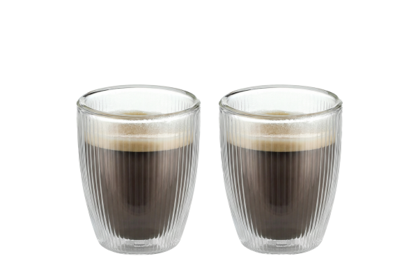 Gläser doppelwandig gerillt M 150 ml Set 2