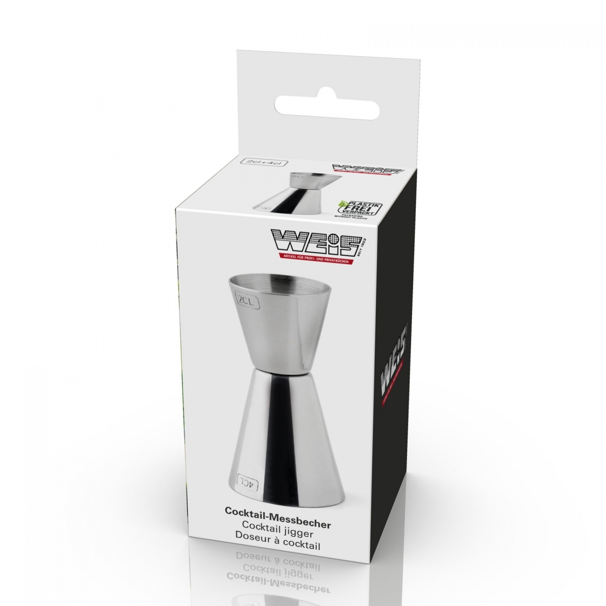 Cocktailmessbecher aus Edelstahl für 2+4 cl